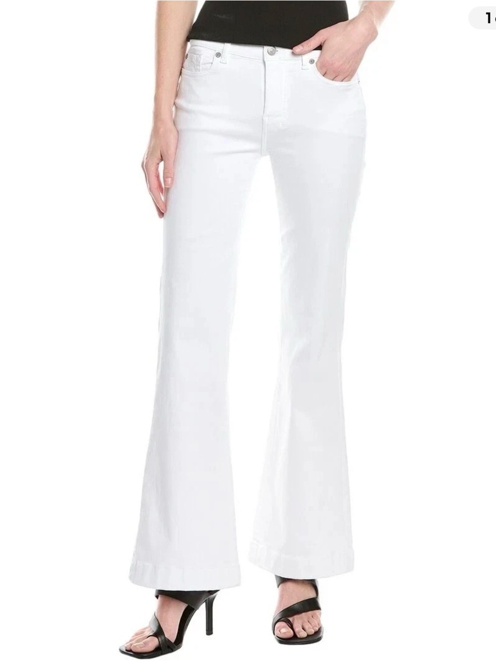 7 For All Mankind $218 Dojo Mid Rise Flare Leg Jeans Casablanca White MINT!